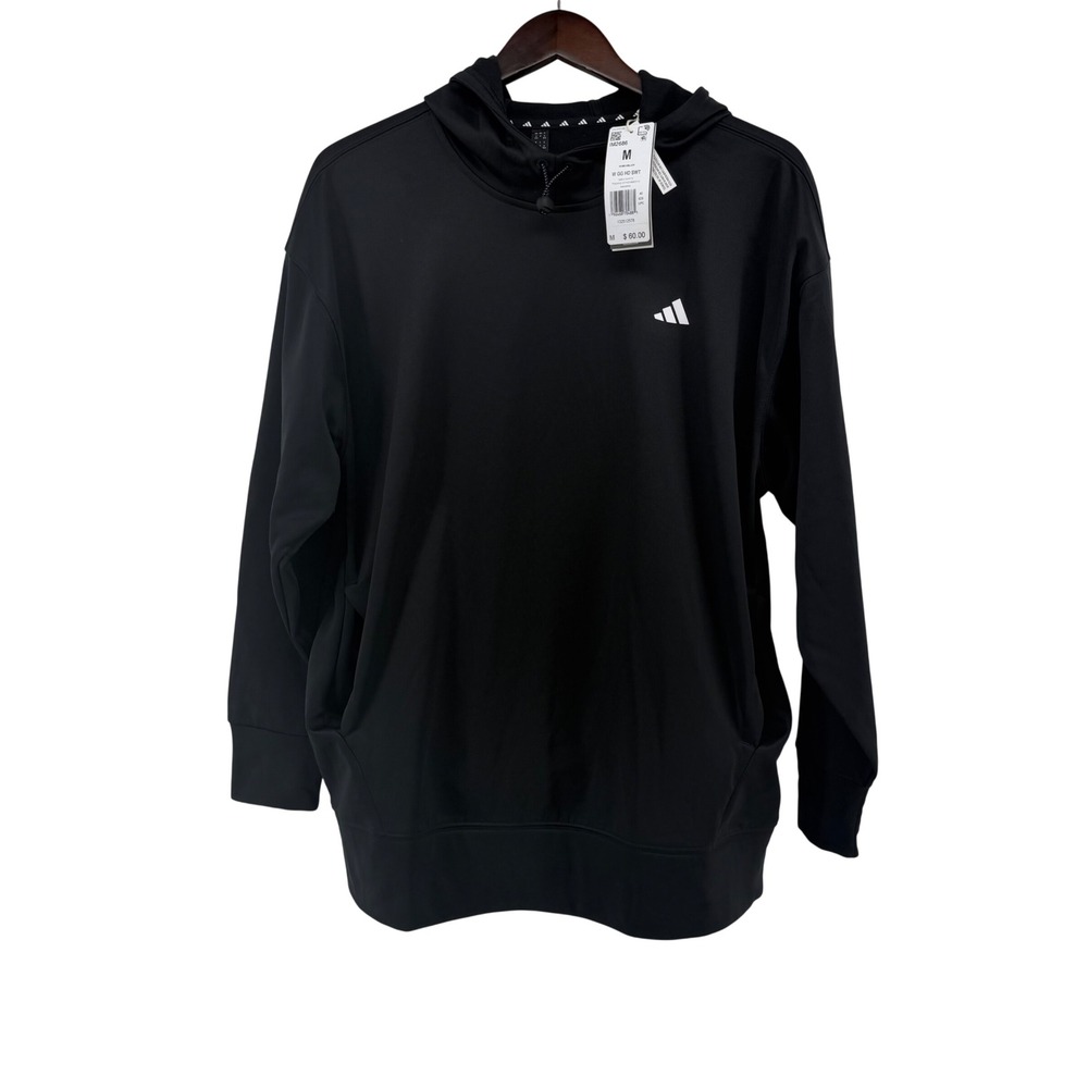 NWT Adidas‎ Womens Training Hoodie Black White IM2686 Sweatshirt Size M